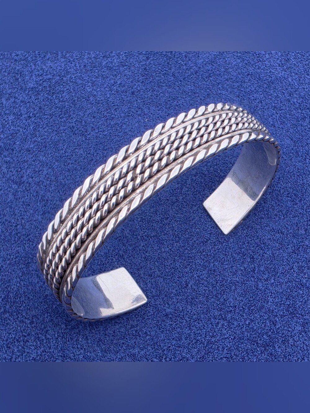 Vintage Sterling Silver Native American Style Cuff Bracelet OS